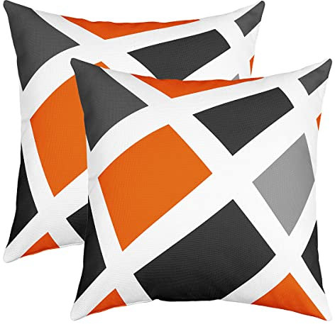 2er Set Kissenbezüge Geometrie Streifen Linien Kissenbezüge 40x40cm Geometrische Grau Orange Schwarz Dekokissen Dekor Kissenhülle Kissenbezug Umkehrbar Moderne Abstrakte Kunst Wurf Dekokissen