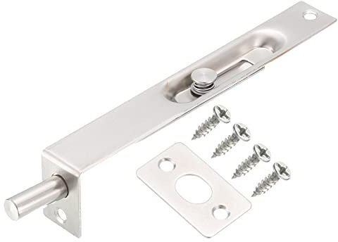 sourcing map Flush Bolt, 6 Inch Stainless Steel Door Concealed Slide Lock Latch for Wood Composite Doors, Double Doors, Silver Tone 2Pcs