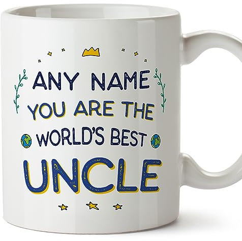 MUGFFINS Personalised Mug for Uncle - in English - World's Best - Funny Custom Gift - Ceramic 11oz Mug