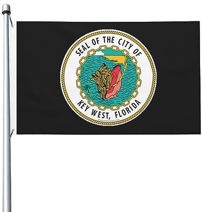 Seal Of Key West Florida Flagge, 90 x 150 cm, doppelseitige Flaggen, langlebig, für den Außenbereich, Hof, Dekorationen, Flaggen, Zuhause, Party, Willkommensflagge