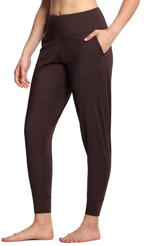 THE GYM PEOPLE Jogginghose Damen Sporthose Lang Yoga Hosen Leichte Sportleggings High Waist Freizeithose für Fitness, Wandern, Laufen/Braun/M