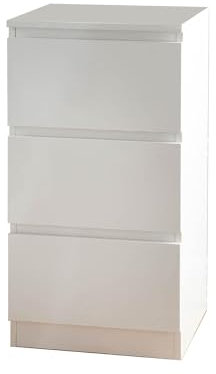 spot on dealz® Bedside Cabinet White Chest of Drawers Small Bed Side Table for Bedroom 3 Drawer Modern Slim Side Storage Display Nightstand Cabinets Furniture Chest of Draws