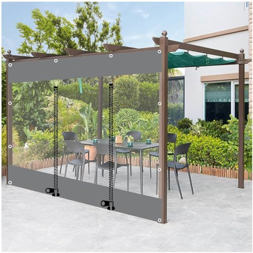 Transparente wasserdichte Planen Seitenwände, Durchsichtige Planenvorhänge Mit Reißverschluss, Pergola/Gazebo-planen-seitenwände Für Außen, 0,3mm PVC-trennwand-regenvorhänge,WxH-1.8x2.5m/5.9 * 8.2ft