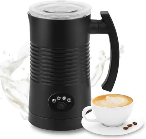 BDJSN Fully Automatic Milk Frother Electric, Hot & Cold Coffee Mixer, Stainless Steel 4-in-1 Removable 350ml Milk Steamer Fast Foaming Machine for Coffee, Latte, Hot Chocolate Milk
