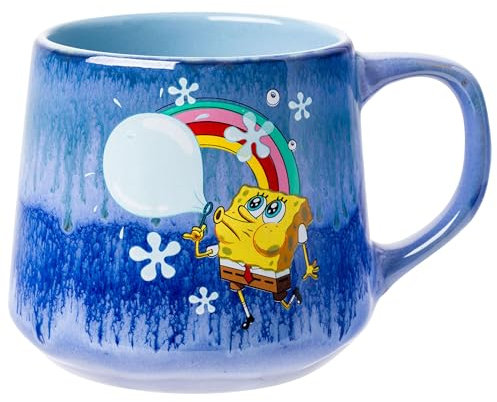Silver Buffalo SpongeBob Poses Floral Reactive Glaze Tapered Pottery Mug 530 ml