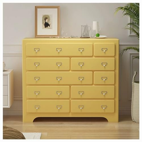 MKYOKO 10 Schublade Kommode für Schlafzimmer für die Lagerung, Moderne Kommode für Büro, Wohnzimmer, Flur 39.4 L x 11.8 W x 35.4 H,Gelb