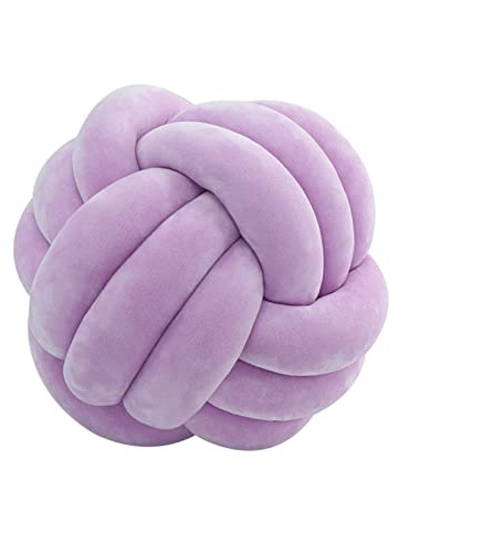 Knotenkissen, Geknotetes Kissen, Weiches Plüsch Knoten Kugelkissen Hand Geflochten Knoten Pillow Ball Zierkissen für Sofa, Bett, Dekorativ (Lila, 20cm)
