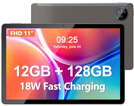 PRITOM Tablet Android 13 da 11 pollici, 4G, 12 GB (6+6 GB), 128 GB ROM, espandibile a 1 TB, 8000 mAh, 8,0 MP+13,0 MP, 1920 * 1200 FHD Tablet PC Android