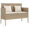 vidaXL Gartenbank mit Kissen, Sitzbank mit Staufach unter Sitzfläche, Parkbank mit abnehmbaren Bezügen, Außenbank Outdoor Bank, Beige Poly Rattan