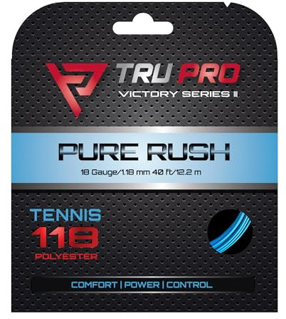 TRU PRO Pure Rush - Set di corde da tennis (poli): potenza, controllo, rotazione, sviluppate per il tennista Competitve (1,18 mm), 40 piedi, blu oceano