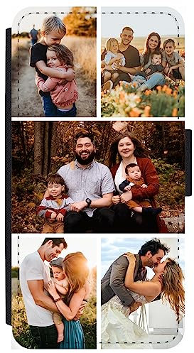 Unique Gifts House Ltd Personalised Phone Case for iPhone SE (2020) Custom Leather Flip Wallet Case Any Photo Printed Five Photos Anti Drop Personalised Case