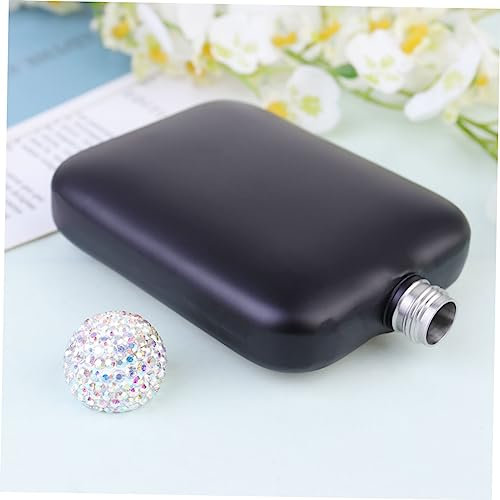 LABRIMP Botella De Vino Mini Para Mujer Diseño De Rhinestone Acero Inoxidable Portable y Ligera Para y Color Negro Satinado