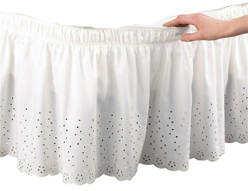 SkyjOy Bettrock Bettrock Tagesdecke Wrap Around Bettrahmen Abdeckung Elastische Bett Ruf Fles Bettrock Bettschutzbezug Bettvolants(White)