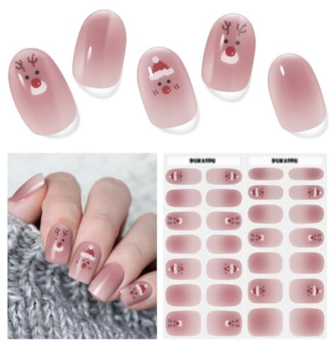 Christmas Nagelfolie UV Härtend - 28 Stück Nagelsticker UV Gel Nagelfolien Selbstklebend Nail Sticker Nagellackstreifen Gel-Nagelaufkleber Christmas Art Stickers DIY für Damen Mädchen