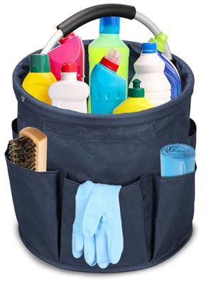 Cleaning Caddy with Handle, 17L Cleaning Caddy Organiser, Foldable Cleaning Bag, Portable Multi Cleaning Organiser Caddy for Ourdoor Keeping