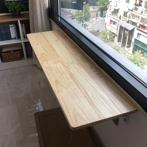 Klappbarer Esstisch Aus Massivem Holz Zur Wandmontage、Wandmontierte Klappwerkbank、Klapptisch Mit Verstellbarem Metallständer,Platz Sparen,Geeignet Für Schlafzimmer, Balkon, Büro, Küche, Wohnzimmer.