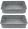 Salter Marblestone Square Cake Tin Set – Set of 2, 23cm Non-Stick Cake Baking Pan, Lightweight Carbon Steel, Easy Wipe Clean, High Side Roasting Tray, Oven Safe to 220°C, PFOA Free, Deep Brownie Tin