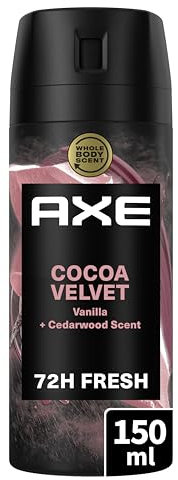 AXE - Déodorant Homme Spray - Cocoa Velvet - Collection Prestige - Spray Anti-transpirant - Fraîcheur 72h non-stop - parfum chocolat ruby, vanille et cèdre - 150ml