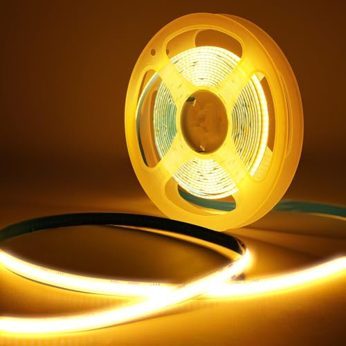 Tira de LED COB 3 metros, 24V Tira Luz LED Blanca Cálida 2700K Luces LED Habitacion Anchura 8mm, con Control Remoto RF 320 LEDs/m para Fondos de TV, Cocina, Fiesta