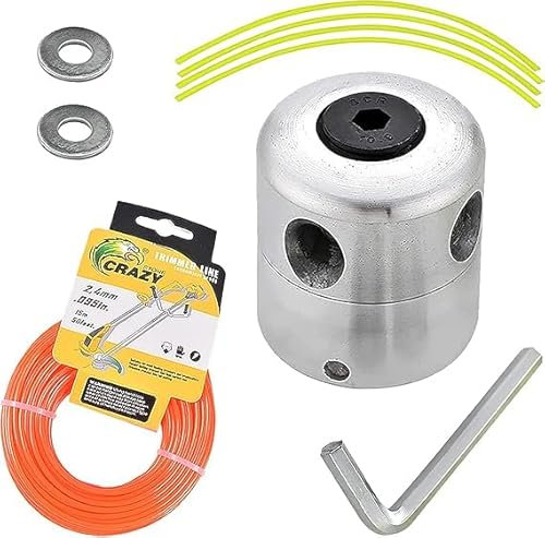 Cabezal universal de extracción de aluminio, cabezal de corte de doble hilo con hilo de corte de nailon de 2,4 mm x 15 m