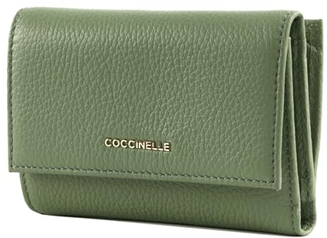 Coccinelle Leder Geldbörse Metallic Soft Wallet Grainy Leather Greenery Mint