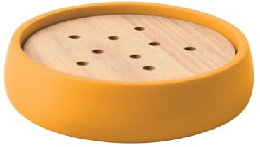 Spirella - Jabonera Sven de poliresina de 11,6 x 11,6 cm para un baño Elegante y práctico, Ideal para organizar Tus artículos de Aseo, Color azafrán Mate