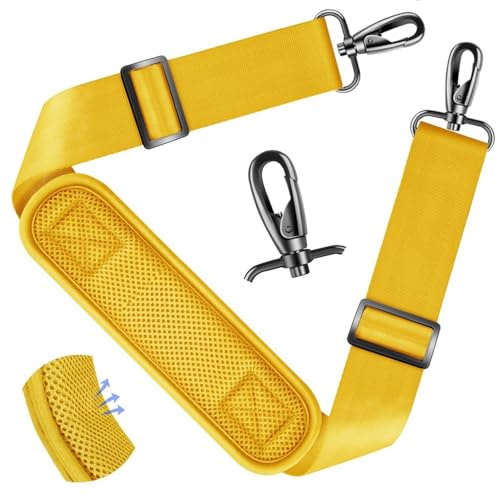 ZINZ Shoulder Strap - 59 Inch Universal Heavy-duty Adjustable Strap with Ultra-thick Fixed Breathable Pad for Laptop, Gym, Camera Bag and More -Yellow