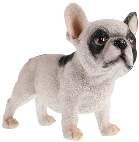 DECOMELODY Bulldoggenfigur Aus Harz Kleine Hundeskulptur Dekorative Gartendeko Und Wohndeko Für Schreibtisch Mit Flacher Unterseite