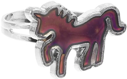 HEMOTON Einhorn Stimmungsring Farbwechselring Temperatur Schmuck Mädchen Kinder Cartoon Ebene Ring Minimalistisch Modisch