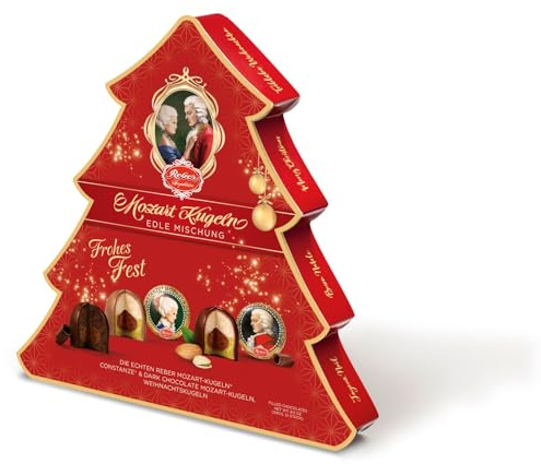 Reber Weihnachtsbaum Pralinenmischung, 12 Confiserie-Spezialitäten mit Mozart-Kugeln, 240 g
