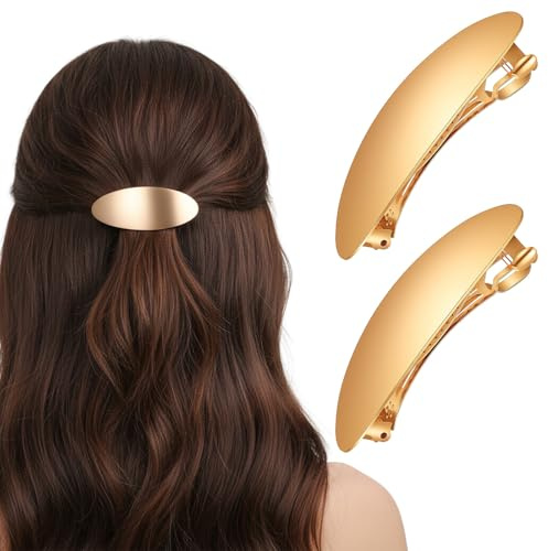 TIESOME 2 Stück Ovale Haarspange Metall, Französische Haarspangen | Vintage Snap Hair Pin Clip Metall Haarspangen für Damen Dutt Haarspange für Frauen Mädchen Haartypen