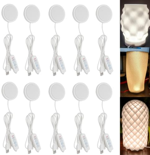 10 Stück LED Lamp Kit 001 für Bambulab 3D-Drucker LED-Lampen-Kit mit USB 5V 1,5M 3000K-4000K-6400K Einstellbar für 3D-Gedruckter Schreibtischlampenfuß