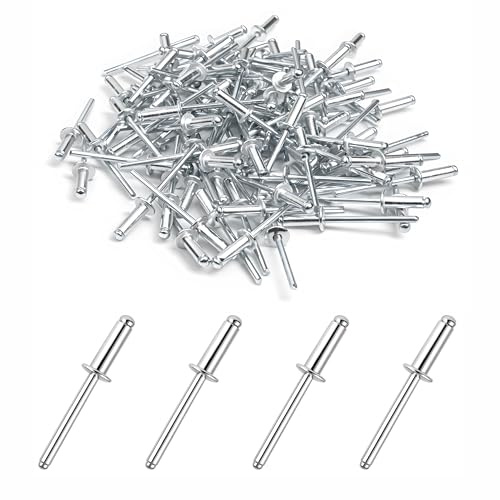 100pcs Rivets Aveugles en Aluminium avec Large Tête 4mm x 12mm,Rivets Pop Solides et Résistants, Idéal pour Riveteuse, Bâtiments, Nautisme et Automobile