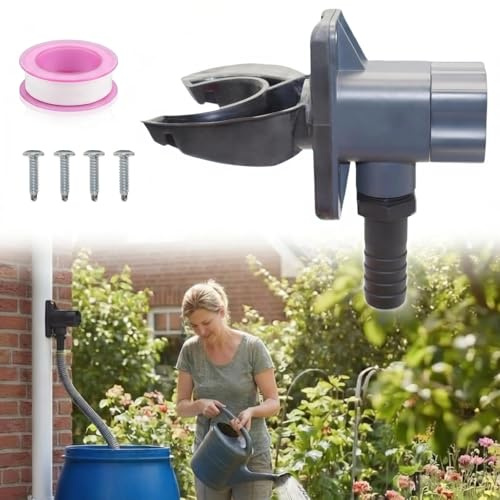 Thirrni Regenwassersammler für Fallrohr 70-110 mm, Regensammler inkl. Teflonband und 4 Schrauben – für Dachflächen bis 80 m², Fallrohr Regensammler für Regentonne