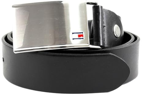Tommy Hilfiger Herren Gürtel Plaque Belt 3,5 cm Ledergürtel, Schwarz (Black), 110 cm