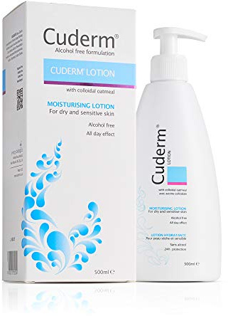 Cuderm Lotion 500ml - Alcohol Free All Over Body Moisturiser for Dry Skin, Eczema | Colloidal Oatmeal | Hypoallergenic | Vegan | Unscented | Free From Steroid, SLS | Cruelty Free