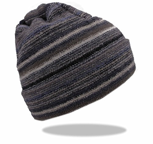 Rotfuchs Strickmütze Warm & Kuschelig streifen 100% Wolle (Merino) (50-60 cm, grau-bunt)