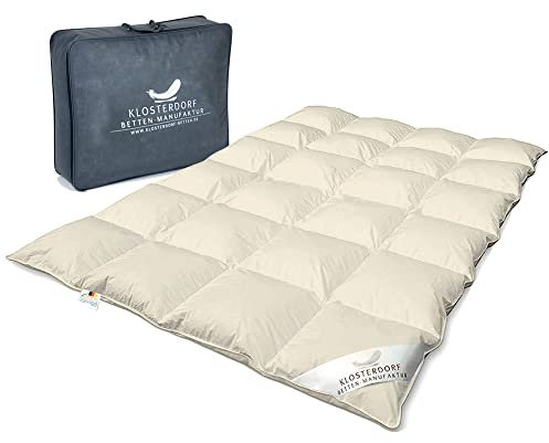 Klosterdorf Bettenmanufaktur 100% Bio Winterdecke - KBA - GOTS - ''nonplusultra'' - 135x200 cm 735 Gramm WARM - Daunendecke - Bettdecke - Handarbeit aus Deutschland - Für einen gesunden Schlaf