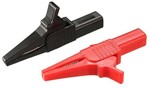 sourcing map 1 Pair Alligator Clip Adapter Extender 4mm Banana Jack 1000V 30A Test Clamp Full Shroud Insulated Red and Black