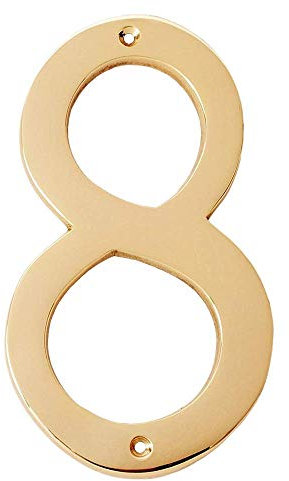 Motif 4-Inch Solid Brass Lacquered Polished Mailbox Numbers modern house numbers for outside House Numbers Address Sign For Door, Outdoor Decor, Home Address Numbers (Number 8)
