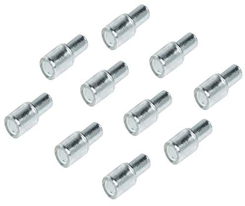 Gedotec Fachbodenträger Metall Regal-Bodenträger für Schränke & Möbel - H3109 | Stahl vernickelt | Halterung mit Ø 5 mm | Tablarträger für Holz & Glasböden | 100 Stück - Regal-Stift zum Einstecken