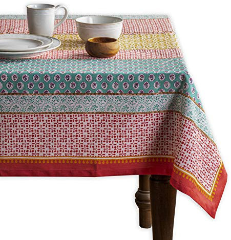 Maison d' Hermine Tischdecke, 100% Baumwolle, 140cm x 180cm dekorative quadratische Ostertischdecken, waschbare Tischdecke für Hochzeit, Restaurant, Buffetparty, Provence – Frühling/Sommer