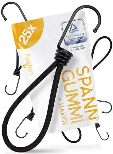 fuxton® Planenspanner mit Haken (25x 20cm) zur Planen Befestigung, Spanngummi für Banner, Netze. Spannhaken für Plane