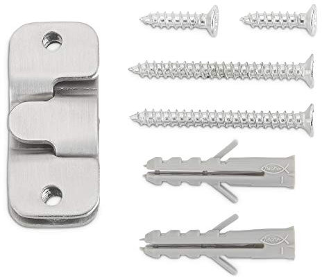 Juego de 10 Herrajes de suspensión SOTECH 19 x 44 x 5 mm acero inoxidable para cuadros Placas de cubierta Gancho de imagen Soporte de espejo Soporte de marco con material de fijación