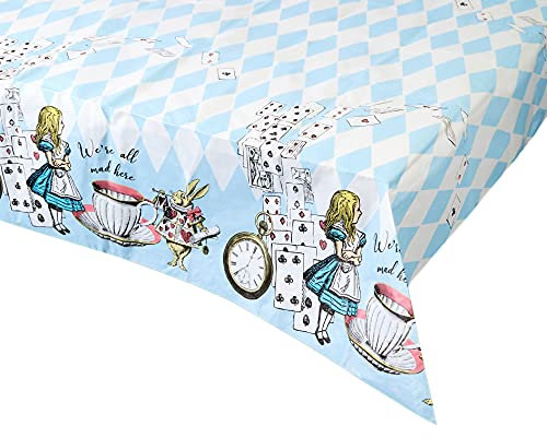 Talking Tables Tovaglia Carta Blu di Alice nel Paese delle Meraviglie | Tovaglia Compleanno Riciclabile | Tovaglia Usa e Getta per Compleanno, Baby Shower, Merende e Aperitivi, BLU, 180 x 120 cm