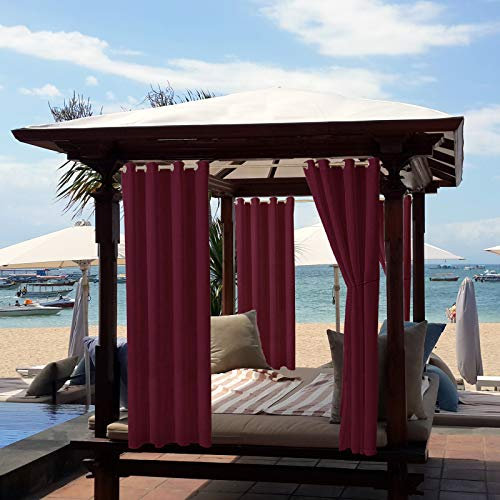 Mingfuxin Rideaux d'Extérieur imperméable,2 Panneau Occultants Rideau pergola extérieur Thermique,Décoration Rideau Exterieur terrasse(2 Pièces/132 X 238cm, Rouge)