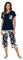 Famulily 3/4 Women's Pyjamas Cotton Floral Pajamas Set Sleepwear Loungewear Set Blue S