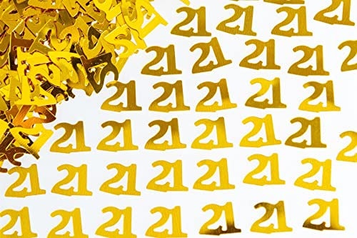 SHATCHI Konfetti zum 21. Geburtstag, 14 g, goldfarben, metallisch, glitzernd, Tischstreuer, Partydekoration, 12 mm