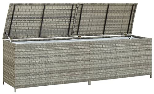 Canditree Coffre de Rangement Extérieur en Résine Tressée, Malle de Rangement Coffre à Coussins Pour Jardin Terrasse (Gris)