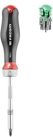 Facom Schraubendreher mit Ratsche Protwist mit 15 Aufsätzen – ergonomischer Griff aus 2 Materialien – Ratsche mit 45 Zähnen von hoher Qualität – 1 Pb